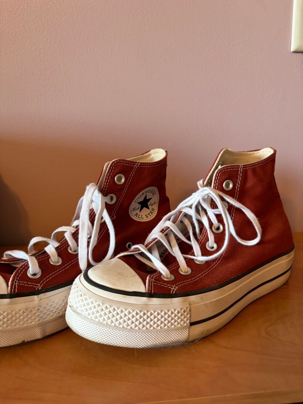 Converse Women's High Top Sneakers in Rust Red - Picture 2 of 3